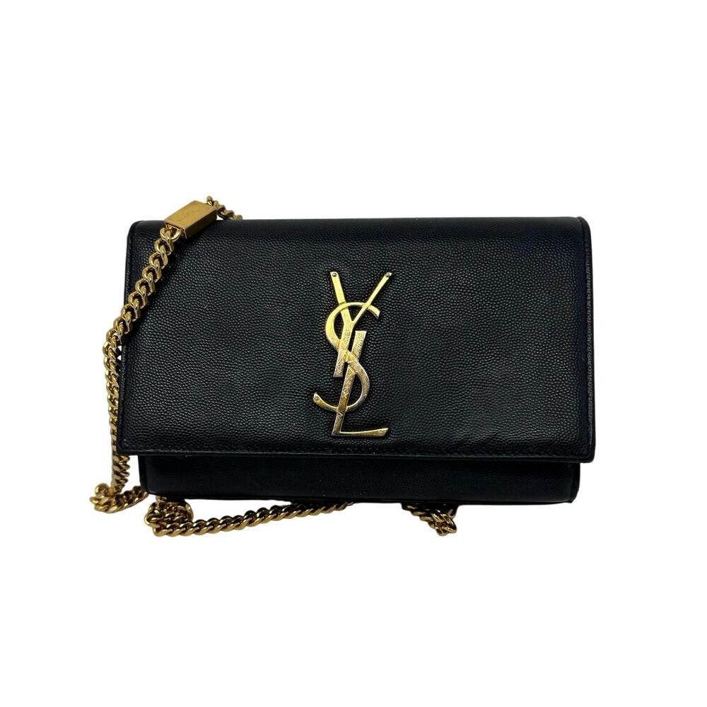 Saint Laurent YSL Kate Black Shoulder Bag Small Grain de Poudre Leather